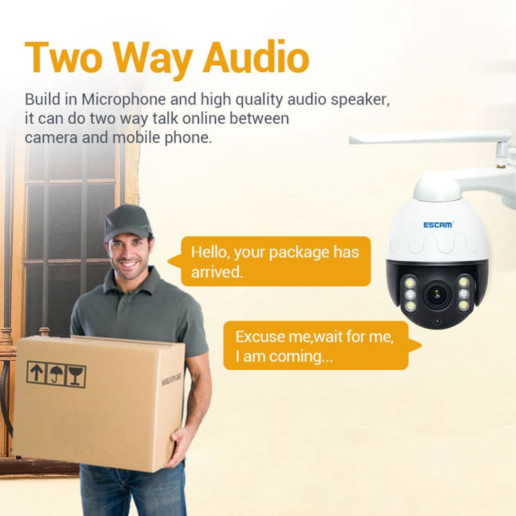 ESCAM Q5068 H.265 5MP Pan / Tilt / 4X Zoom WiFi Waterproof IP Camera, Support ONVIF Two Way Talk & Night Vision, AU Plug, EU Plug, AU Plug, UK Plug, US Plug ESCAM Q5068 H.265 5MP Pan / Tilt / 4X Zoom WiFi Waterproof IP Camera, Support ONVIF Two Way Talk & Night Vision, AU Plug, EU Plug, AU Plug, UK Plug, US Plug